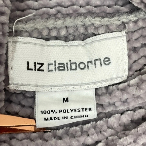 Liz Claiborne Chenille Cowl Neck Sweater Gray M - Picture 10 of 15